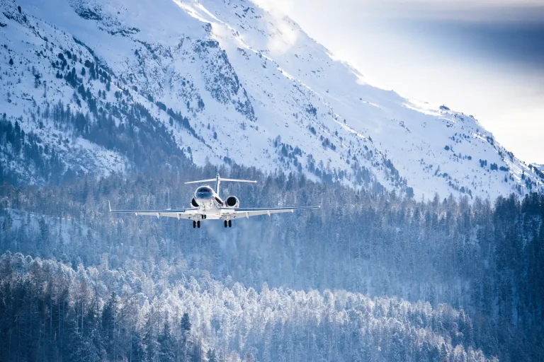 Jet near mountains